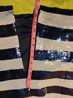 Blue and White Striped Sequin Skirt Set